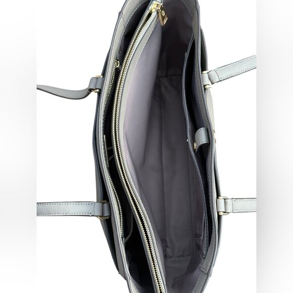 Tory Burch Gray Leather Parker Tote Bag - Picture 9 of 11